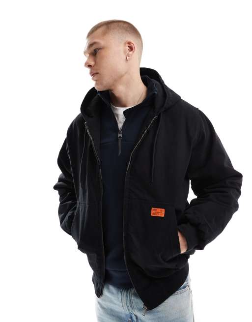 Superdry Surplus hooded bomber jacket in jet black