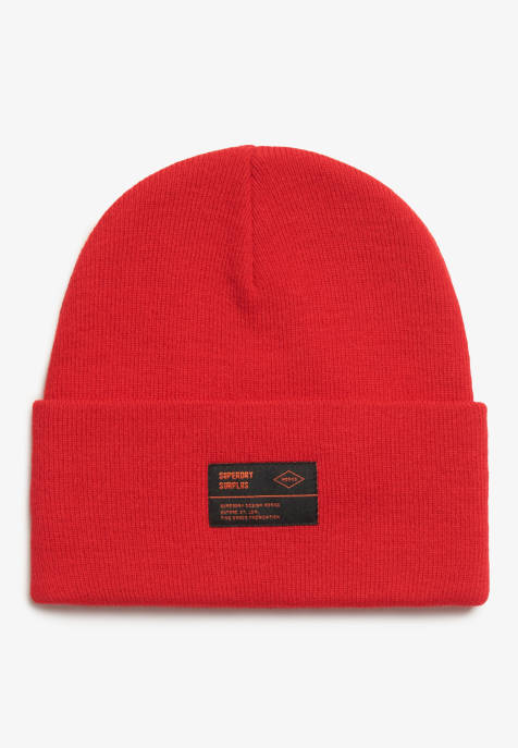 Superdry Surplus knitted beanie hat in risk red - view 1