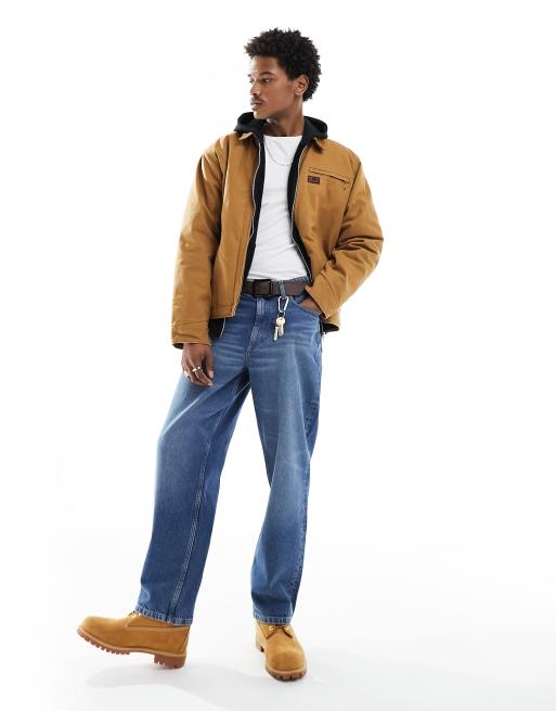 Superdry – Surplus – Ranch-Jacke aus Denim in Tabakbraun
