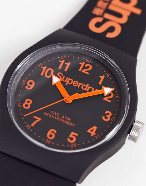 Superdry – Svart och orange klocka med silikonarmband, 3 av 4