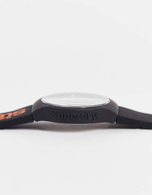 Superdry – Svart och orange klocka med silikonarmband, 4 av 4