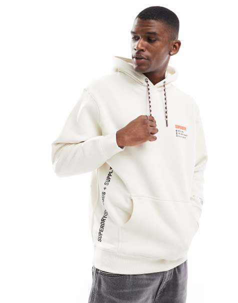 Superdry - Sweat à capuche fonctionnel coupe ample avec logo style sport - Blanc cassé nordique/gris - view 1