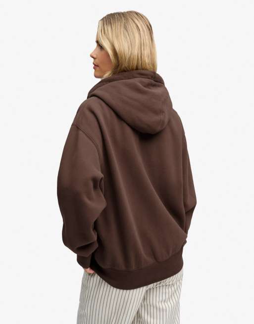Superdry sweat à capuche zippé doublé en faux-fur Luxe marron châtaigne, 2 de 6