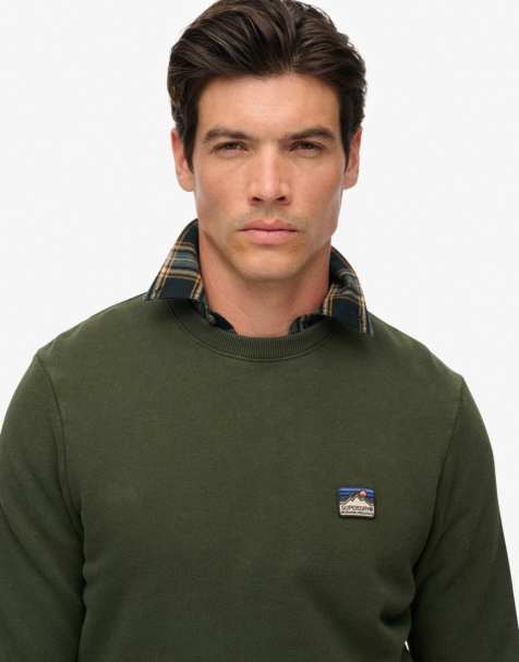 Superdry - Sweat avec broderie Great Outdoors - Vert olive - view 1