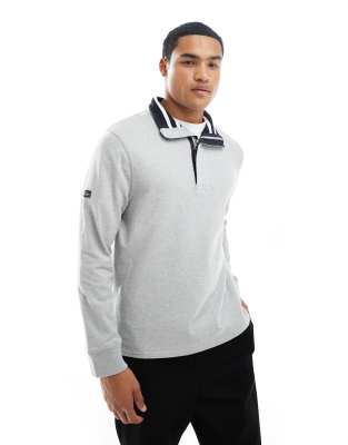 Superdry - Sweat classique en jersey de coton à col zippé - Gris chiné