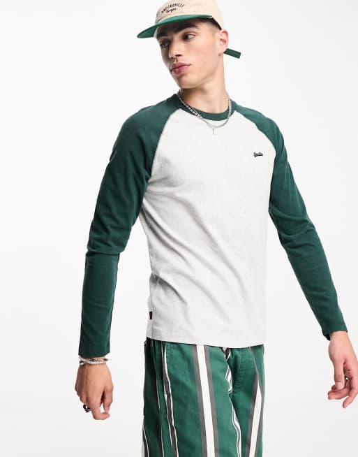 Superdry - T-shirt a maniche lunghe stile baseball vintage grigia