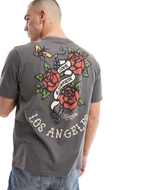 Superdry - T-shirt à motif tatouage - Beige taupe clair