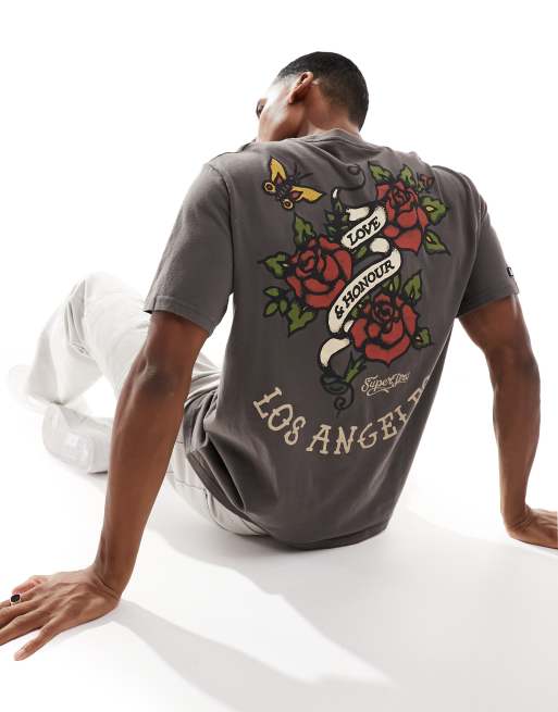 Superdry - T-shirt à motif tatouage - Noir vintage
