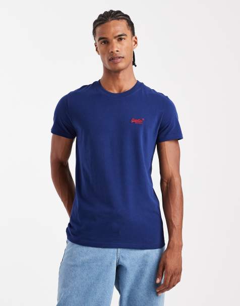 Superdry - T-shirt basique en coton à logo - Bleu supermarine - view 1