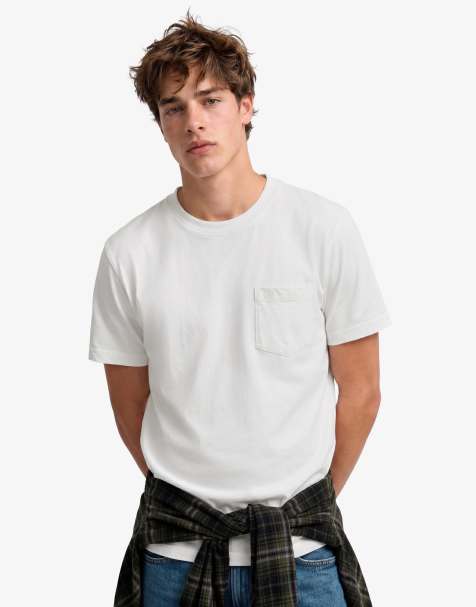 Superdry - T-shirt classique en lin et coton avec poche - Blanc citron vert - view 1