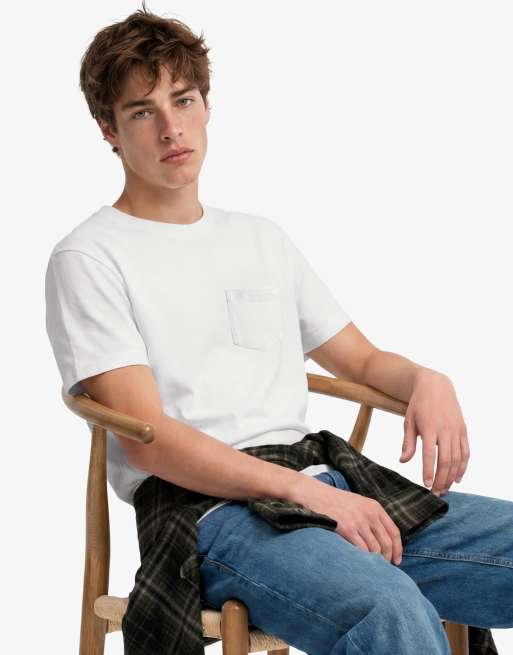 Superdry - T-shirt classique en lin et coton avec poche - Blanc citron vert, 7 de 7