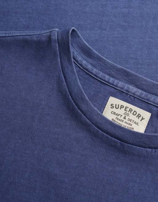 Superdry - T-shirt classique en lin et coton avec poche - Bleu Montauk, 5 de 6