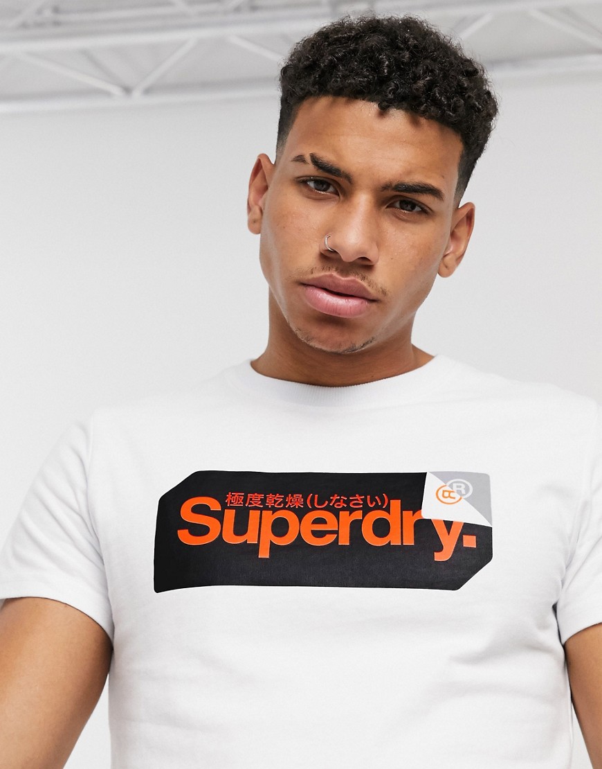 Superdry - T-shirt con logo bianca-Bianco