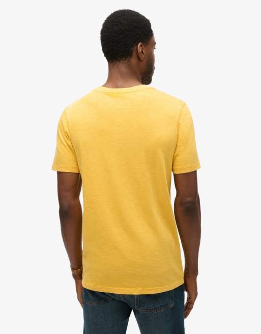 Superdry - T-shirt effet flammé à col V et manches courtes - Jaune ocre désert, 3 de 5