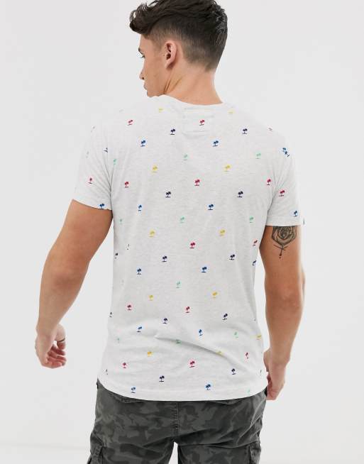 Superdry - T-shirt grigia con tasca con stampa di palme, 2 di 4