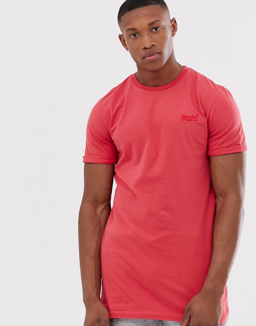 Superdry - T-shirt lunga-Rosso