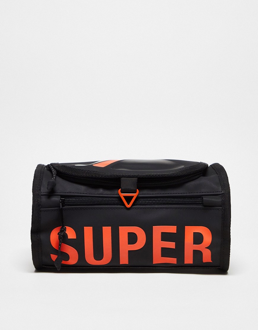 Superdry tarp wash bag in Black
