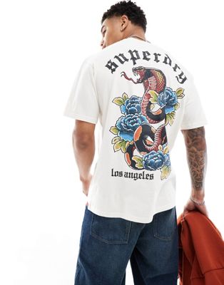 Superdry Tattoo graphic loose fit t-shirt in cream