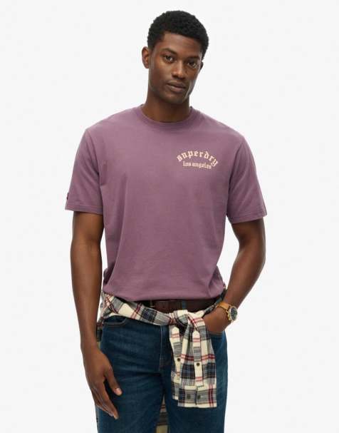 Superdry Tattoo loose t-shirt in blackened purple