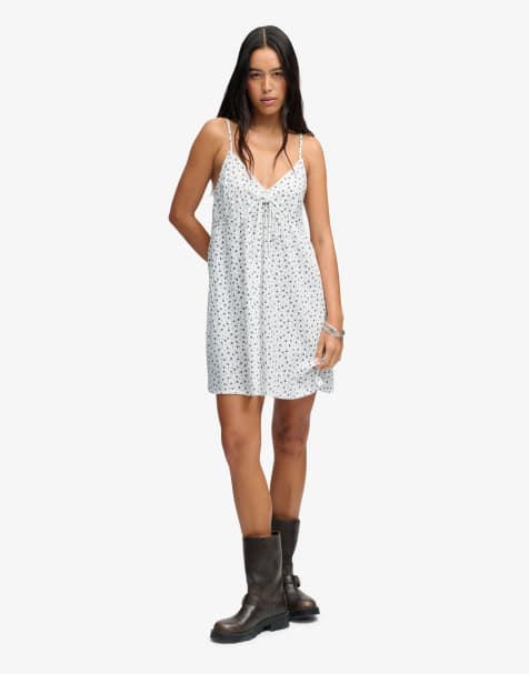 Superdry Textured woven cami dress in off white ditsy floral - view 1