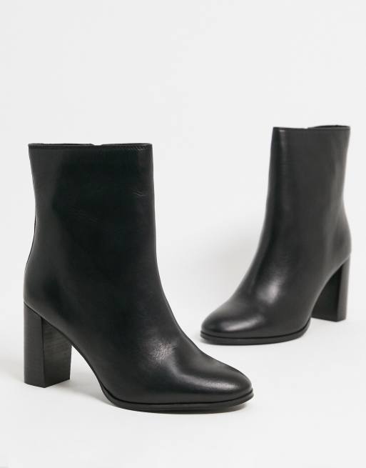 Superdry the edit sleek high ankle boots in black leather | ASOS