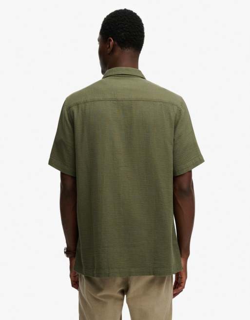 Superdry - The Merchant Store - Chemise texturée à manches courtes - Vert scarabée, 5 de 6