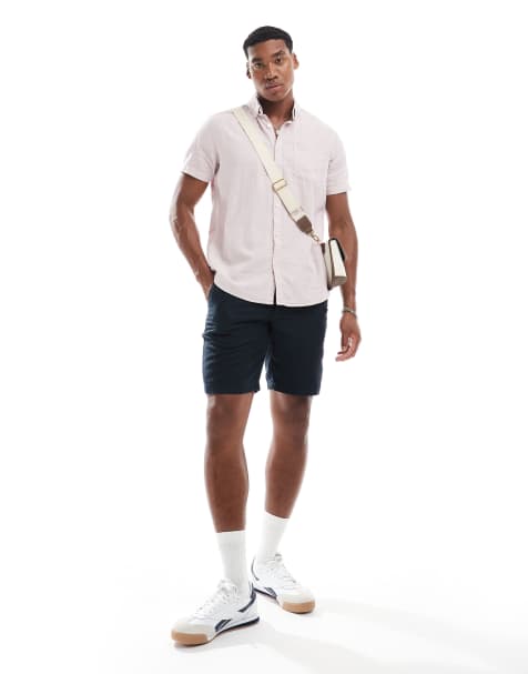 Superdry The merchant store- linen shorts in eclipse navy