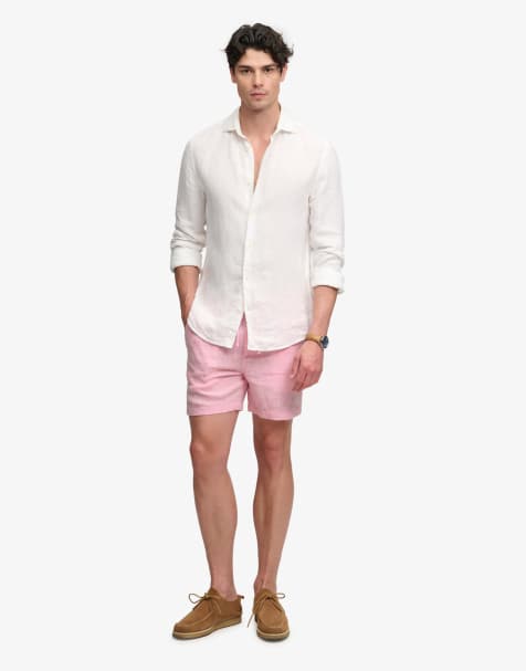 Superdry The merchant store - linen shorts in pink chambray