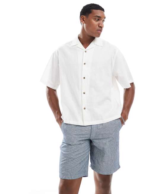 Superdry - The Merchant Store - Short en lin rayé - Bleu marine