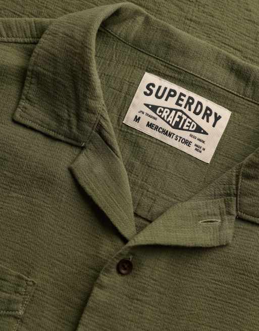 Superdry – The Merchant Store – Strukturiertes, kurzärmliges Hemd in Käfergrün, 6 von 6
