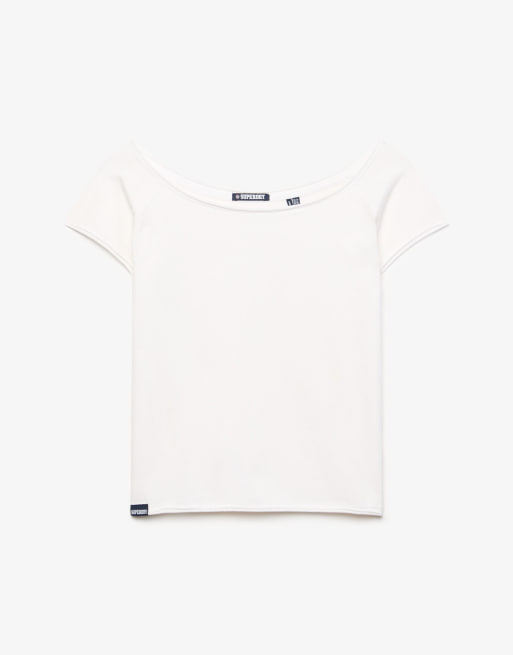 Superdry top Bardot à manches courtes et épaules dénudées en optic, 6 de 6