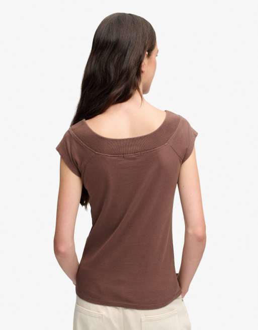 Superdry top épaules dénudées Athletic essentials marron châtaigne, 2 de 4