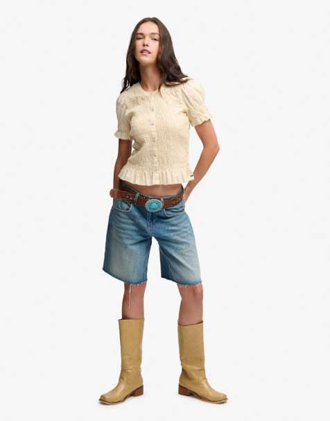Superdry - Top manches courtes froncé - Jaune - view 1