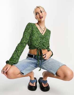 Superdry - Top style vintage avec lien noué à l'avant - Vert