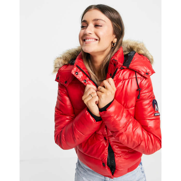 Doudoune discount superdry rouge