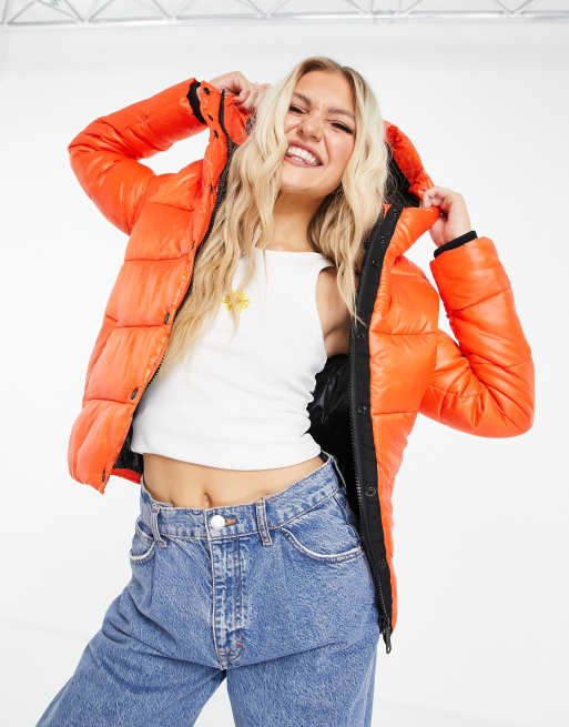 Superdry - Toya - Giacca imbottita lucida arancione