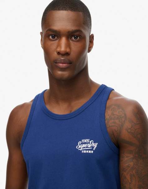 Superdry – Trägertop in Supermarine Navy mit kontrastierendem Schriftzug - view 1