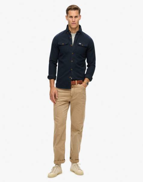 Superdry – Trailsman – Locker geschnittene Hemdjacke in dunklem Marineblau - view 1
