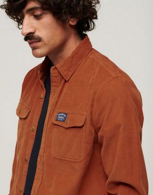 Superdry Trailsman relaxed fit corduroy shirt in clay orange