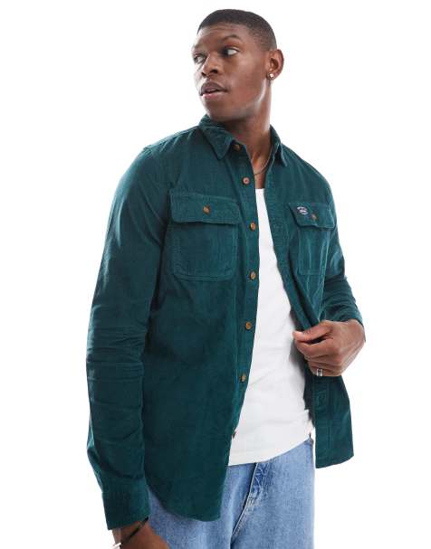 Superdry Trailsman relaxed fit corduroy shirt in pine green - view 1
