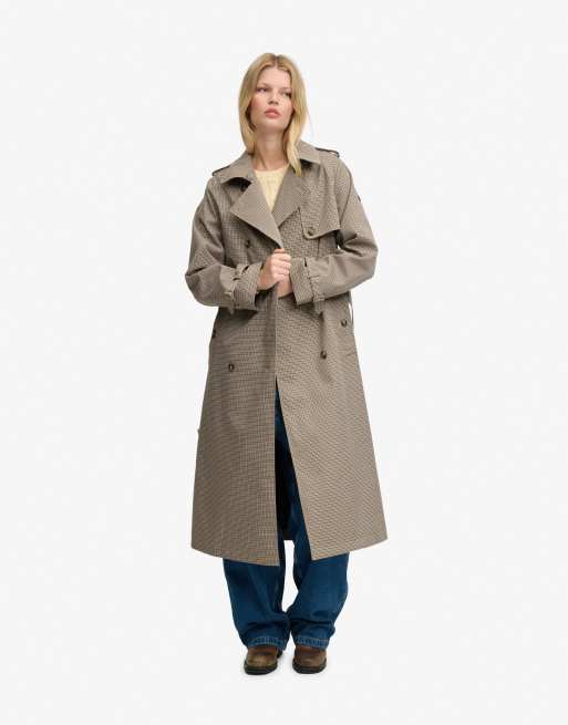 Superdry Trench-coat à micro pied-de-poule marron, 4 de 7