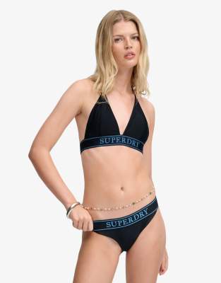 Superdry Damen Blau, Marine Für W3010464a Bikini-Triangel Logo Marine (L), Strandbekleidung, Recyceltes Polyester - Bild 3