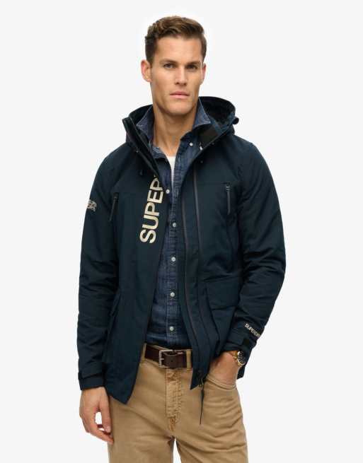Superdry ultimate Windbreaker mit Kapuze und Stickerei in Eclipse-Marineblau, 3 von 4