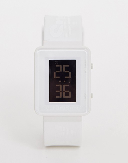 Superdry unisex digital watch in white SYG204W