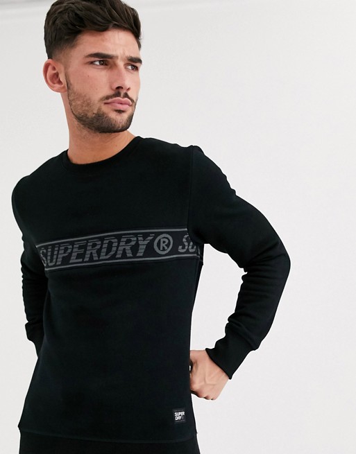 Superdry Universal co-ord tape crew neck sweat in black