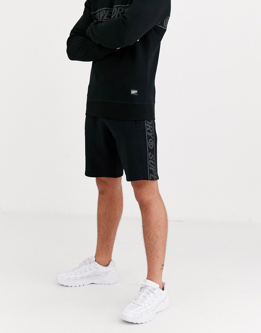 Superdry Universal co-ord tape shorts in black