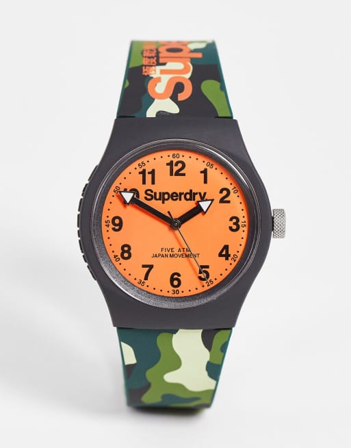 Superdry - Ur med camouflagemønstret silikonerem