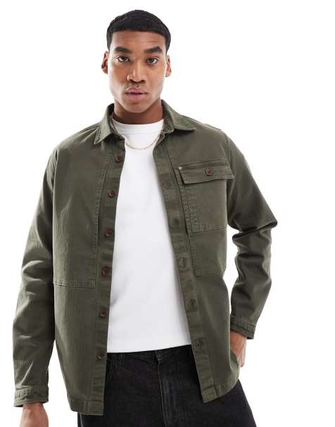 Superdry Utility overshirt in chive green - view 1