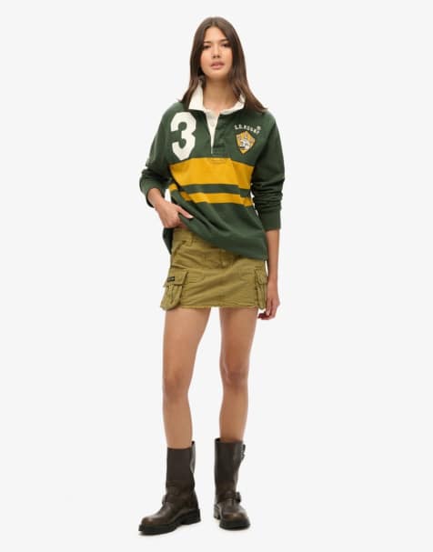 Superdry Utility parachute skirt in dark sage green