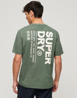 Superdry Utility sport logo loose fit t-shirt in laurel khaki